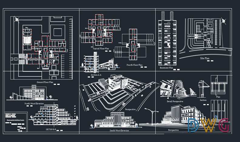 دانلود فایل اتوکد پروژه ساختمان شهرداری DWG | Municipality Building AutoCAD Project برای AutoCAD